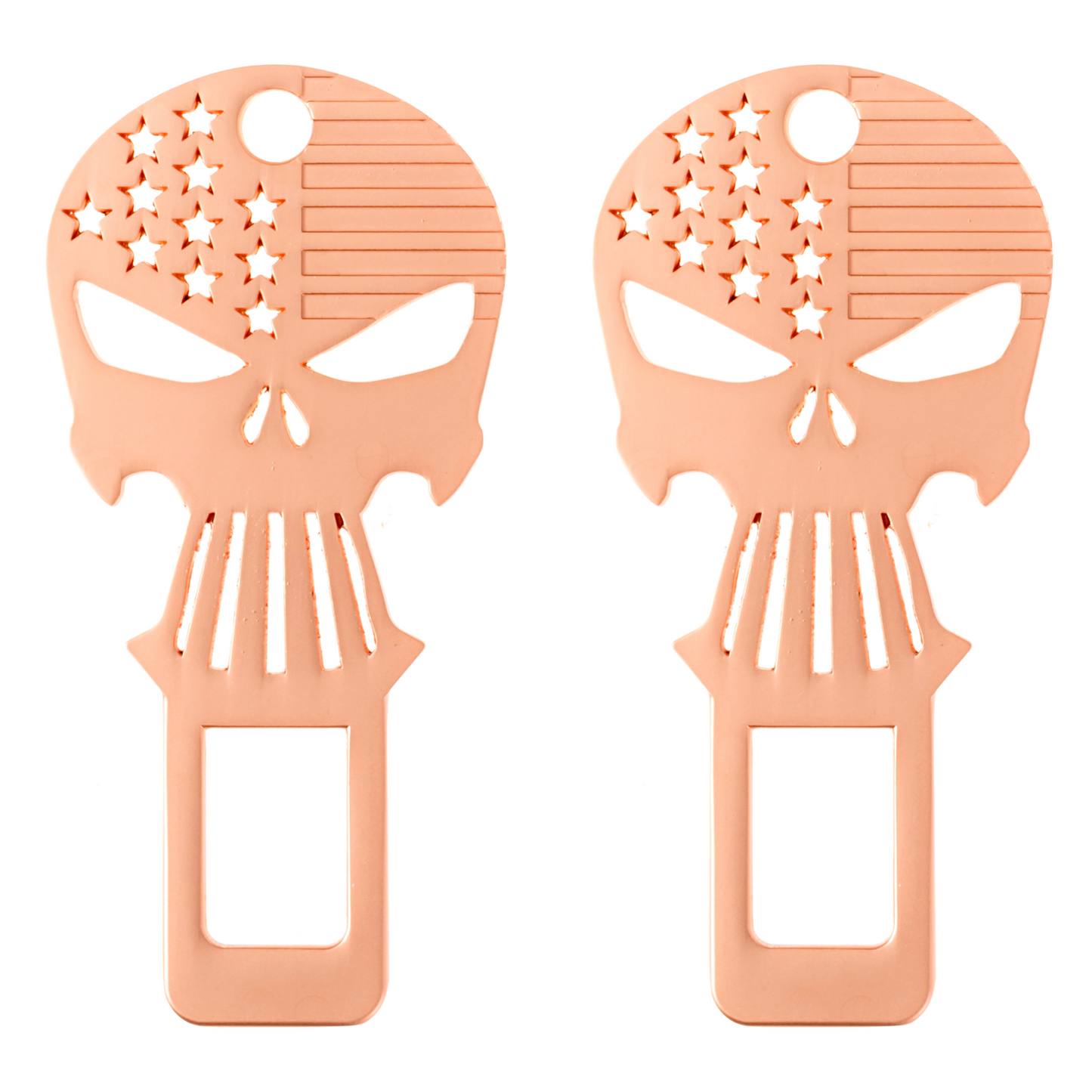 Seatbelt Clips Bottle Openers - Skull Design - Metal - 2 Pack (Choose Your Color)