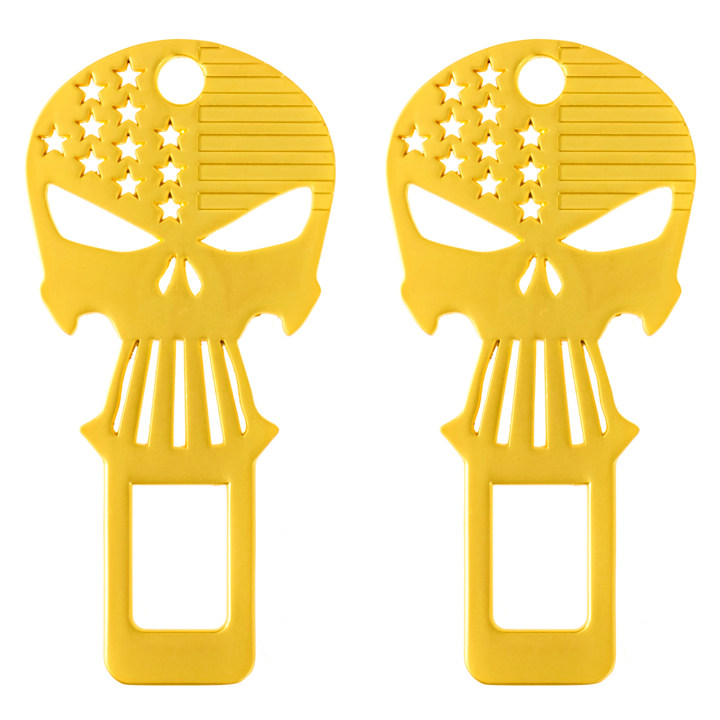 Seatbelt Clips Bottle Openers - Skull Design - Metal - 2 Pack (Choose Your Color)