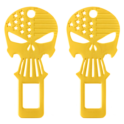 Seatbelt Clips Bottle Openers - Skull Design - Metal - 2 Pack (Choose Your Color)