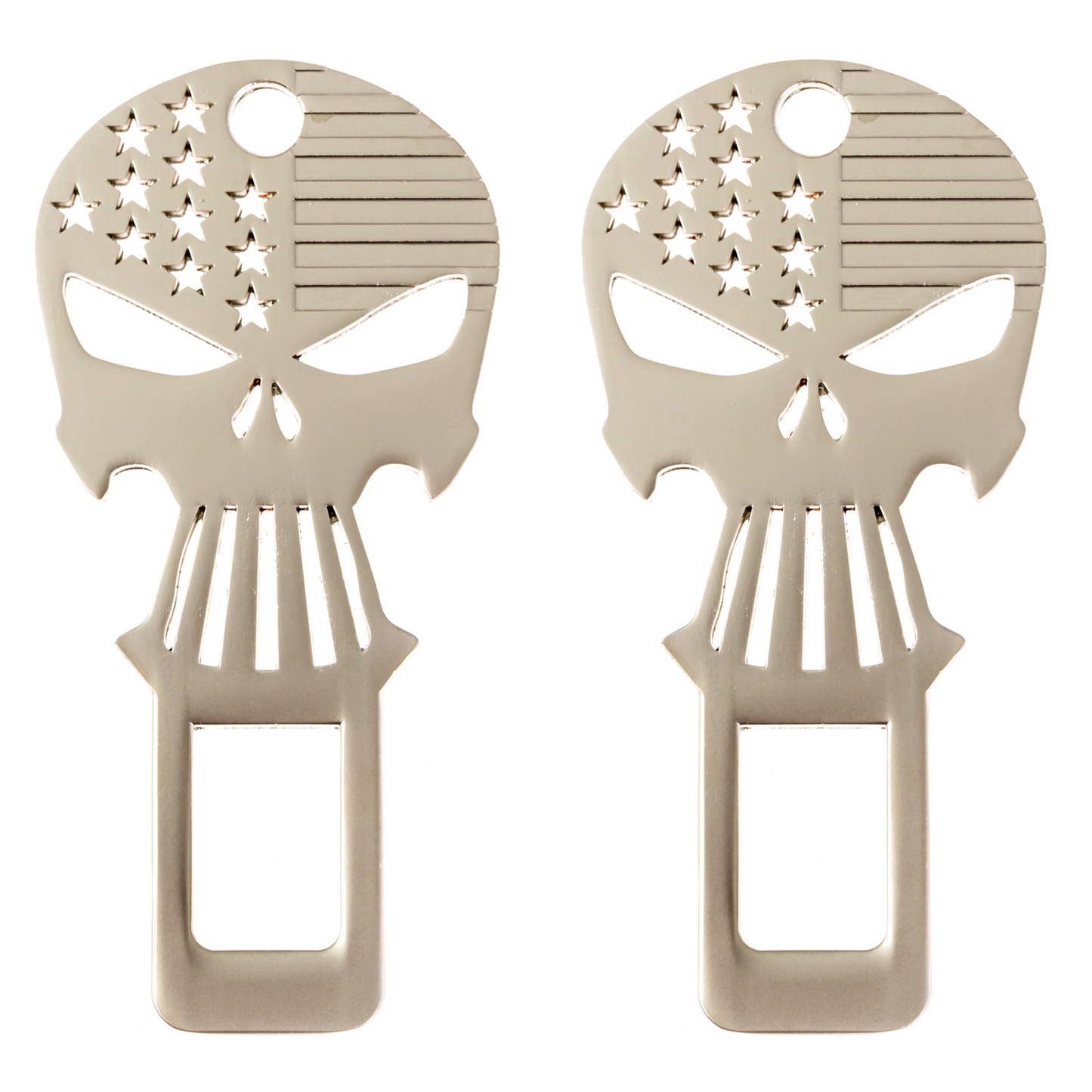 Seatbelt Clips Bottle Openers - Skull Design - Metal - 2 Pack (Choose Your Color)