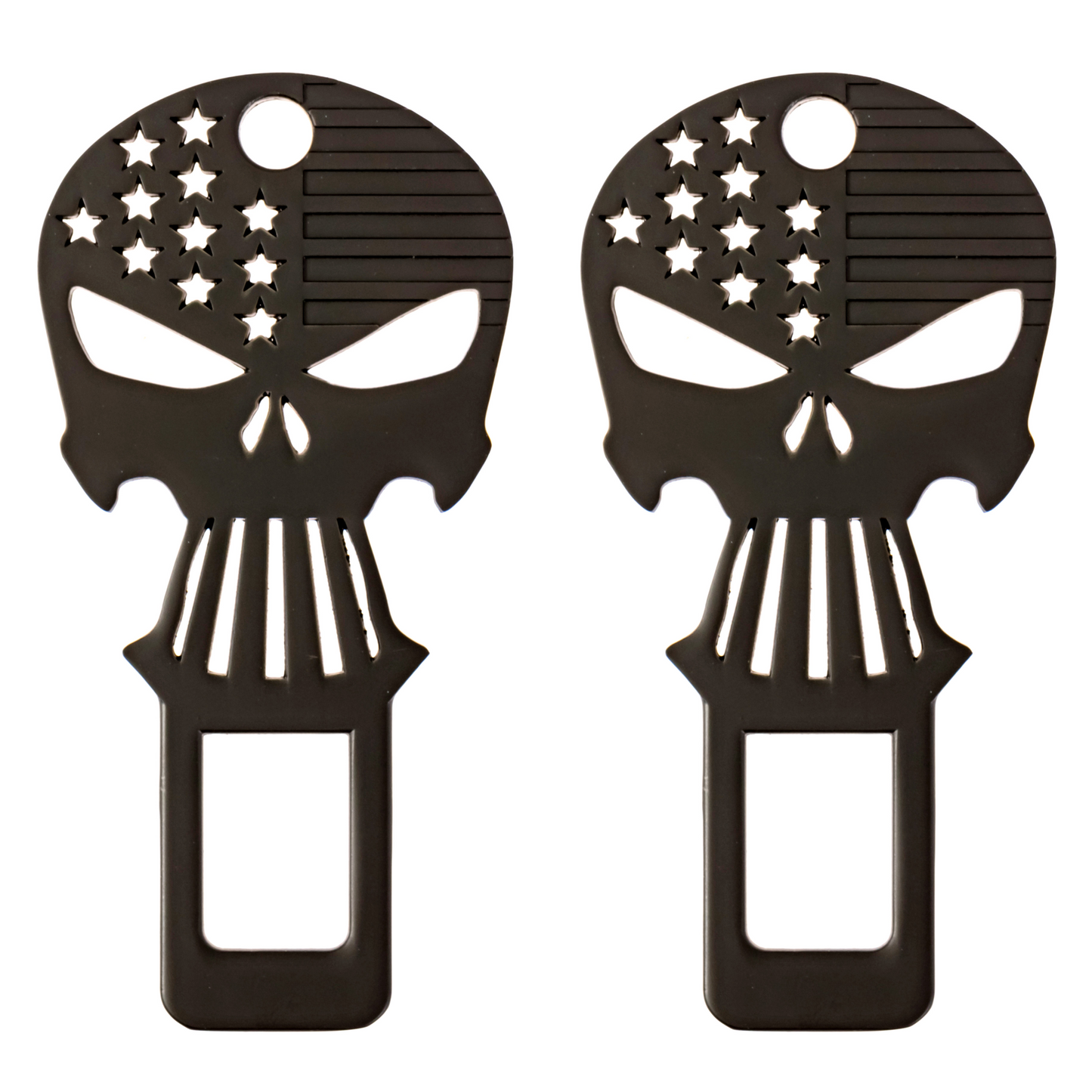 Seatbelt Clips Bottle Openers - Skull Design - Metal - 2 Pack (Choose Your Color)