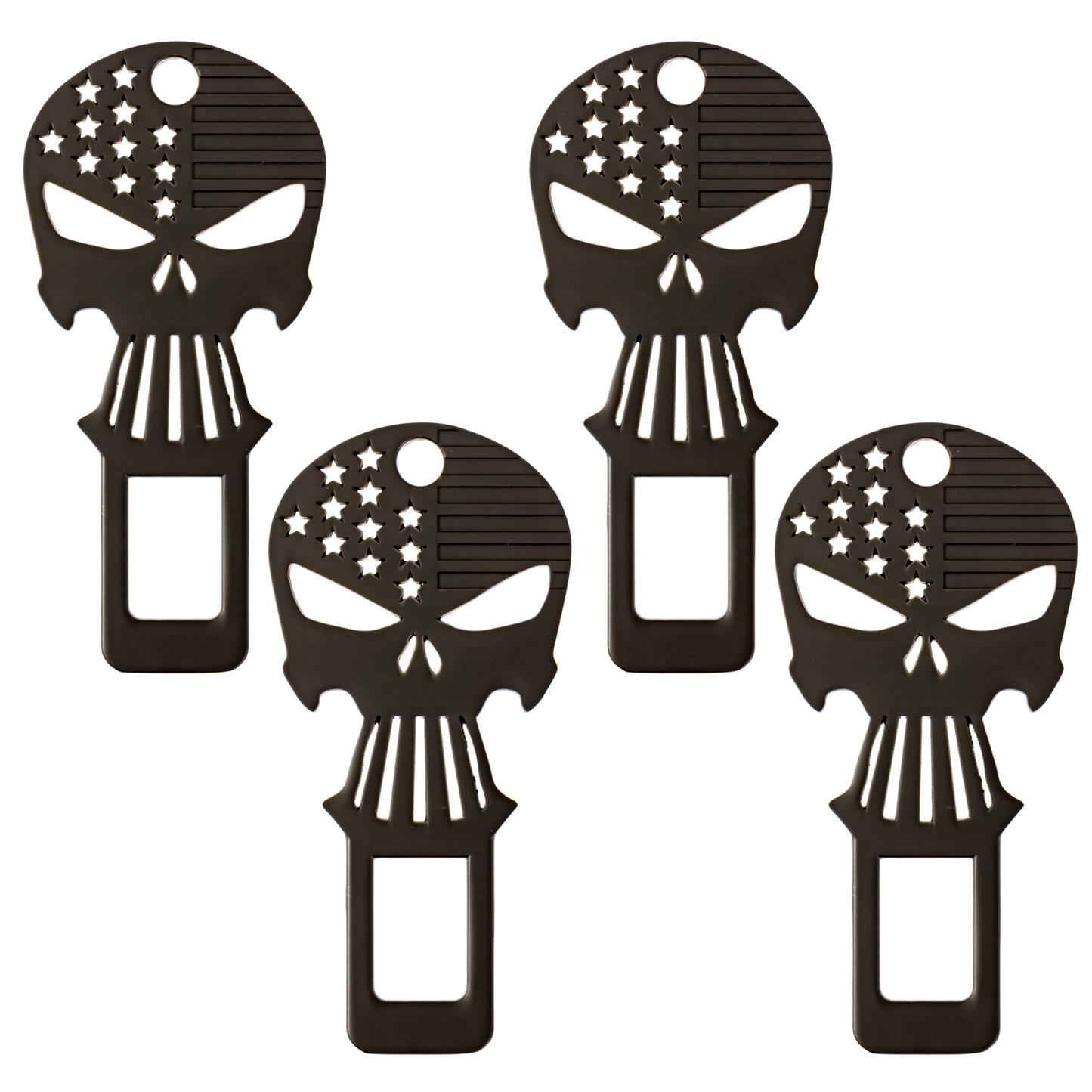 SeatBelt Alarm Silencer & Bottle Opener Keychain - Universal Fit - 4 Pack, Matte Black